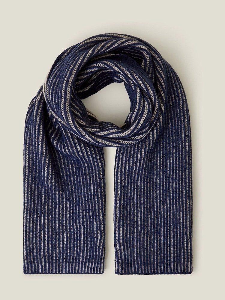 Accessorize Blue Contrast Rib Knit Scarf - Image 2 of 4
