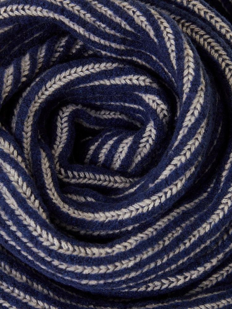 Accessorize Blue Contrast Rib Knit Scarf - Image 4 of 4