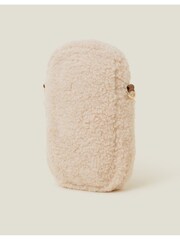 Accessorize Cream Faux Shearling Cross-Body Phone Bag - Image 2 of 5