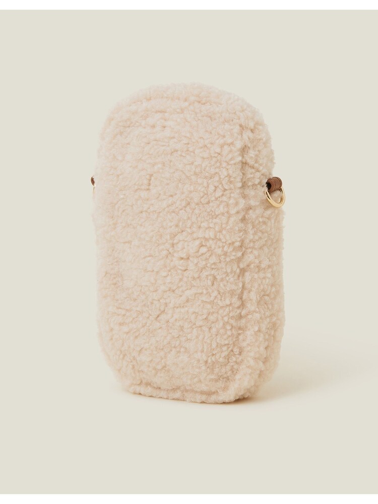 Accessorize Cream Faux Shearling Cross-Body Phone Bag - Image 2 of 5