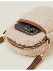 Accessorize Cream Faux Shearling Cross-Body Phone Bag - Image 3 of 5