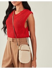 Accessorize Cream Faux Shearling Cross-Body Phone Bag - Image 5 of 5