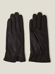 Accessorize Black Faux Fur Lined Touchscreen Leather Gloves - Image 1 of 2