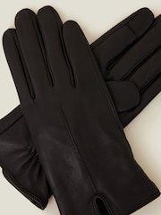 Accessorize Black Faux Fur Lined Touchscreen Leather Gloves - Image 2 of 2