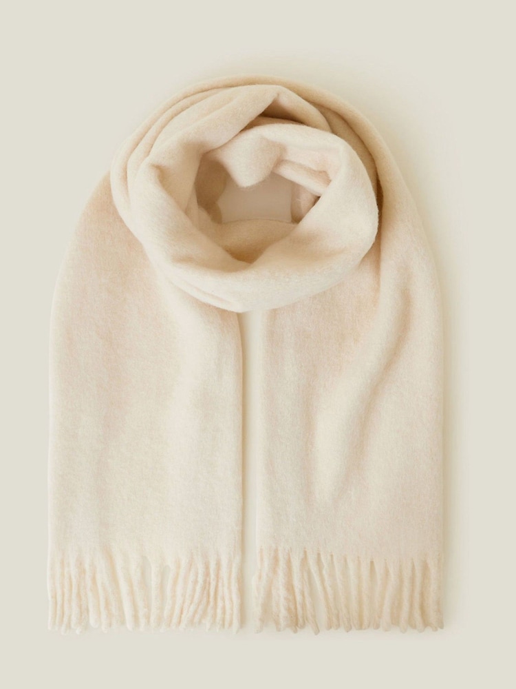 Accessorize Natural Plain Tassel Winter Scarf - Image 2 of 4