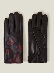 Accessorize Black Contrast Heart Leather Gloves - Image 1 of 2