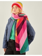 Accessorize Red Rainbow Stripe Winter Blanket Scarf - Image 1 of 3