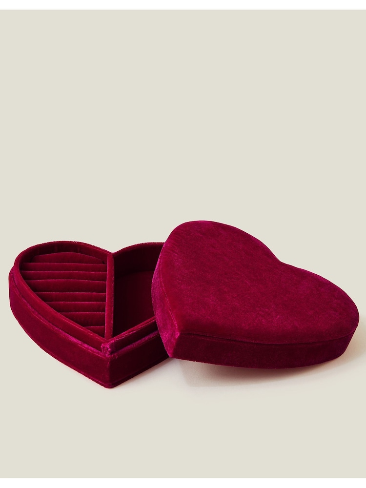 Accessorize Pink Velvet Heart Jewellery Box - Image 1 of 4