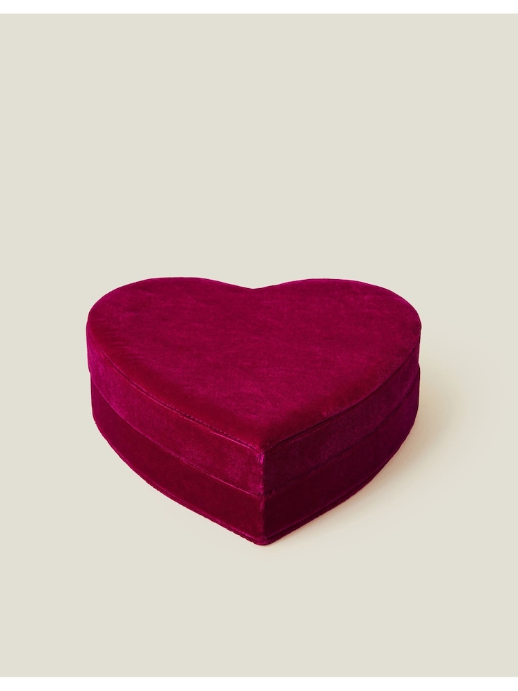 Accessorize Pink Velvet Heart Jewellery Box - Image 2 of 4 Accessorize Pink Velvet Heart Jewellery Box - Image 2 of 4