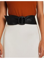 Accessorize Black Square Buckle Leather Waist Belt - Image 3 of 3