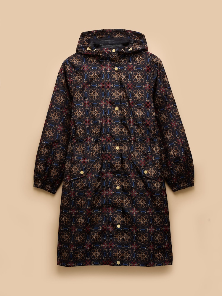 Joules Holkham Horse Tack Navy Waterproof Packable Raincoat With Hood - Image 10 of 10