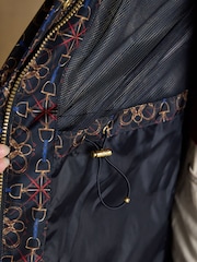 Joules Holkham Horse Tack Navy Waterproof Packable Raincoat With Hood - Image 9 of 10