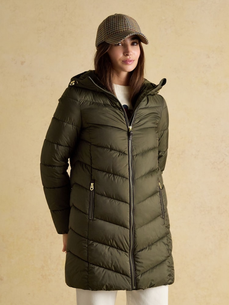 Moorsdale Khaki Green Mid Length Showerproof Padded Coat - Image 1 of 9 Moorsdale Khaki Green Mid Length Showerproof Padded Coat - Image 1 of 9