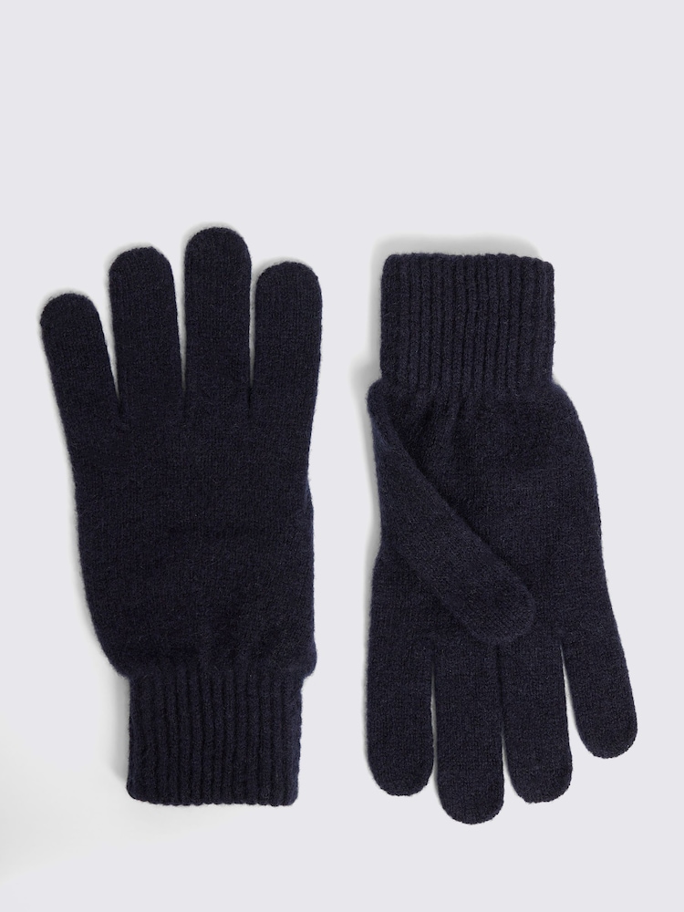 MOSS Blue Cashmere Blend Gloves - Image 1 of 2 MOSS Blue Cashmere Blend Gloves - Image 1 of 2