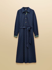 Joules Louisa Navy Tie Waist Ponte Dress - Image 11 of 11