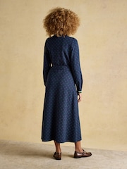 Joules Louisa Navy Tie Waist Ponte Dress - Image 5 of 11