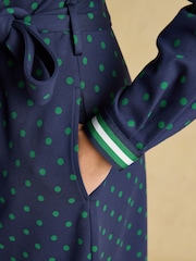 Joules Louisa Navy Tie Waist Ponte Dress - Image 6 of 11