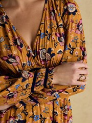 Joules Otterly Yellow Floral V-Neck Midi Dress - Image 6 of 8