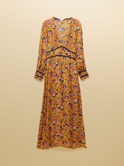 Joules Otterly Yellow Floral V-Neck Midi Dress - Image 8 of 8