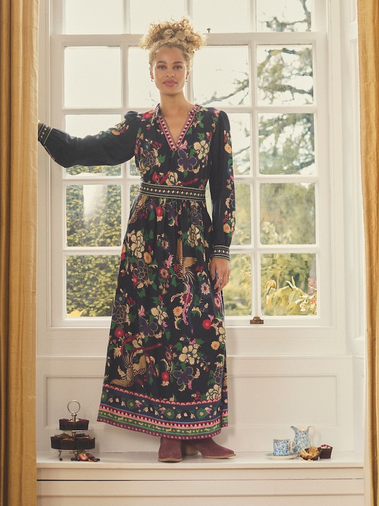 Joules Cressida Navy Placement Floral Maxi Dress - Image 1 of 10