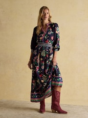 Joules Cressida Navy Placement Floral Maxi Dress - Image 6 of 10