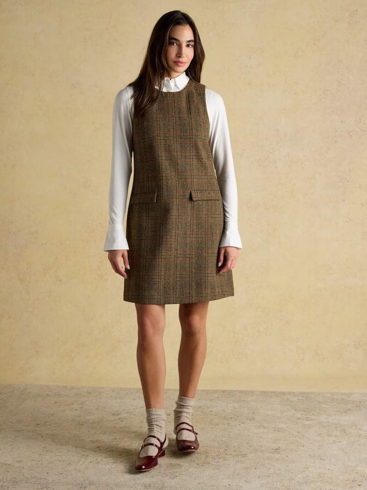 Joules Edwina Brown Shift Tweed Dress - Image 1 of 8