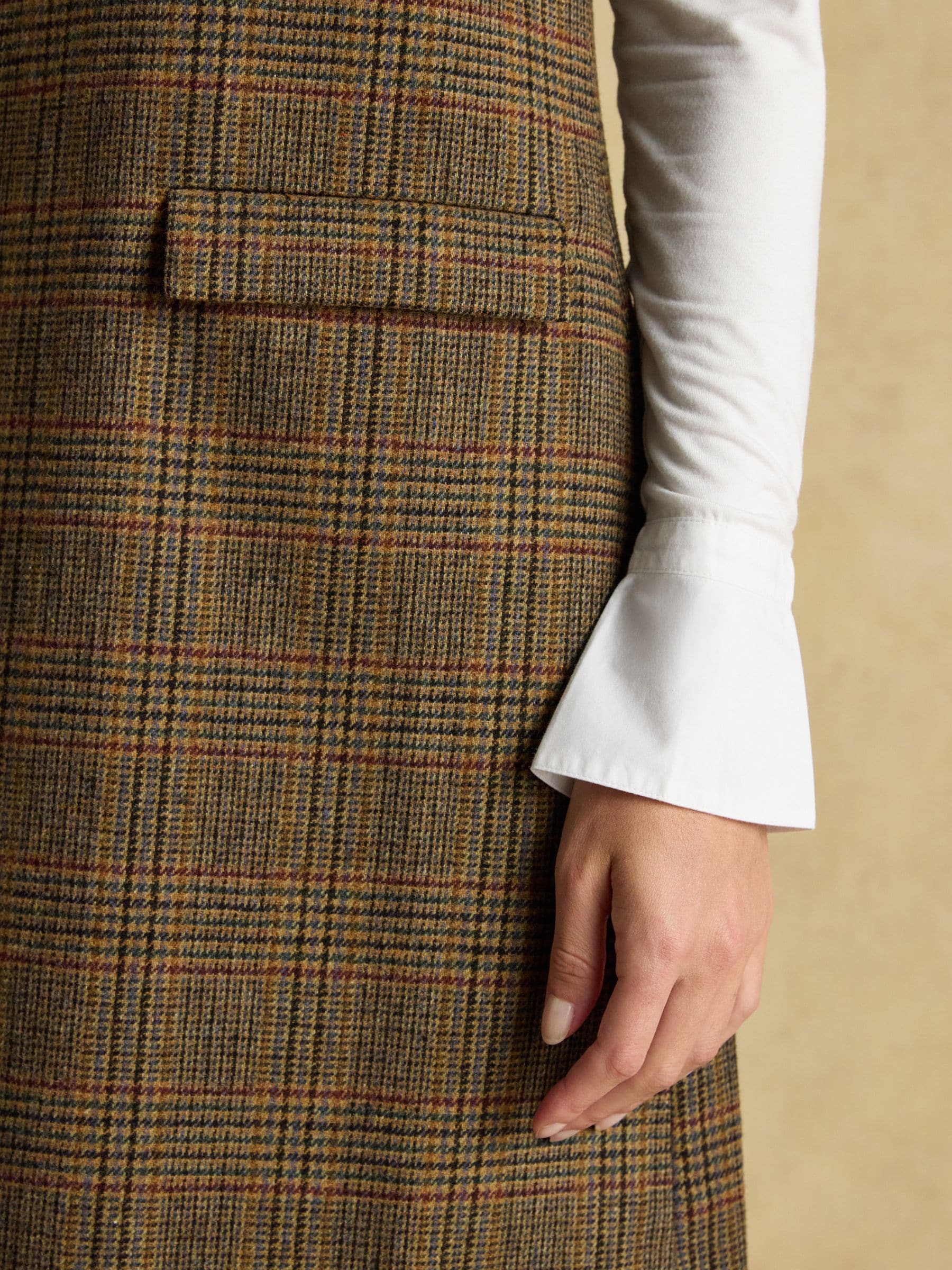 Buy Joules Edwina Brown Check Shift Tweed Wool Blend Sleeveless