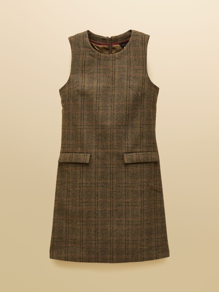 Joules Edwina Brown Shift Tweed Dress - Image 8 of 8