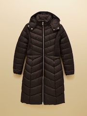 Joules Pembury Brown Showerproof Longline Padded Coat with Hood - Image 12 of 12