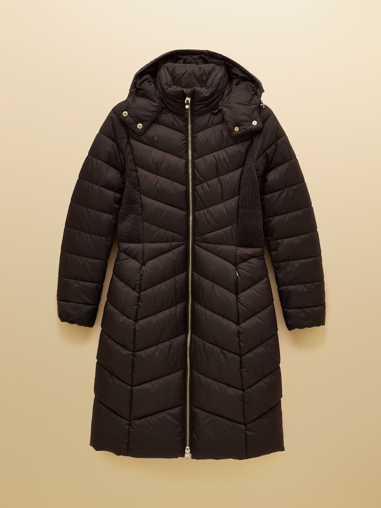 Joules Pembury Brown Showerproof Longline Padded Coat with Hood - Image 12 of 12