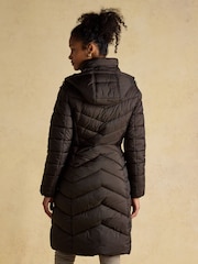 Joules Pembury Brown Showerproof Longline Padded Coat with Hood - Image 2 of 12
