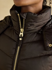 Joules Pembury Brown Showerproof Longline Padded Coat with Hood - Image 6 of 12