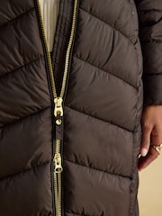 Joules Pembury Brown Showerproof Longline Padded Coat with Hood - Image 8 of 12