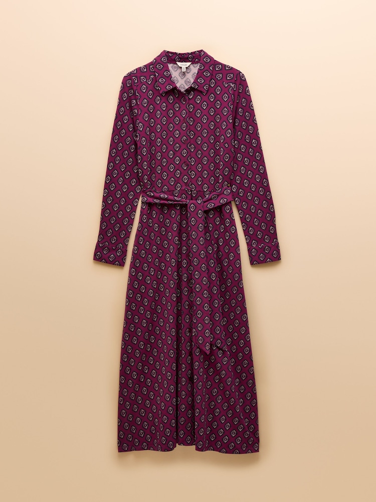 Joules Theodora Cotton Rich Burgundy Red Jersey Shirt Dress - Image 8 of 8 Joules Theodora Cotton Rich Burgundy Red Jersey Shirt Dress - Image 8 of 8