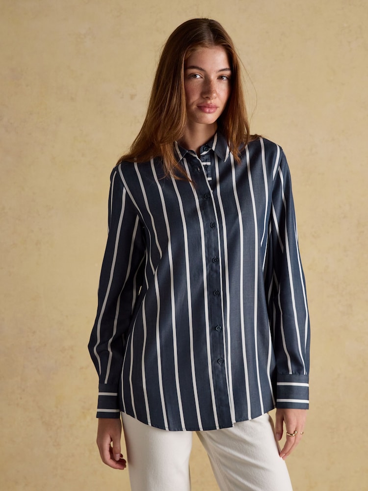 Joules Claudia Navy Boyfriend Shirt - Image 1 of 8
