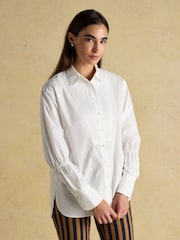 Joules Bianca White Bib Detail Shirt - Image 1 of 8