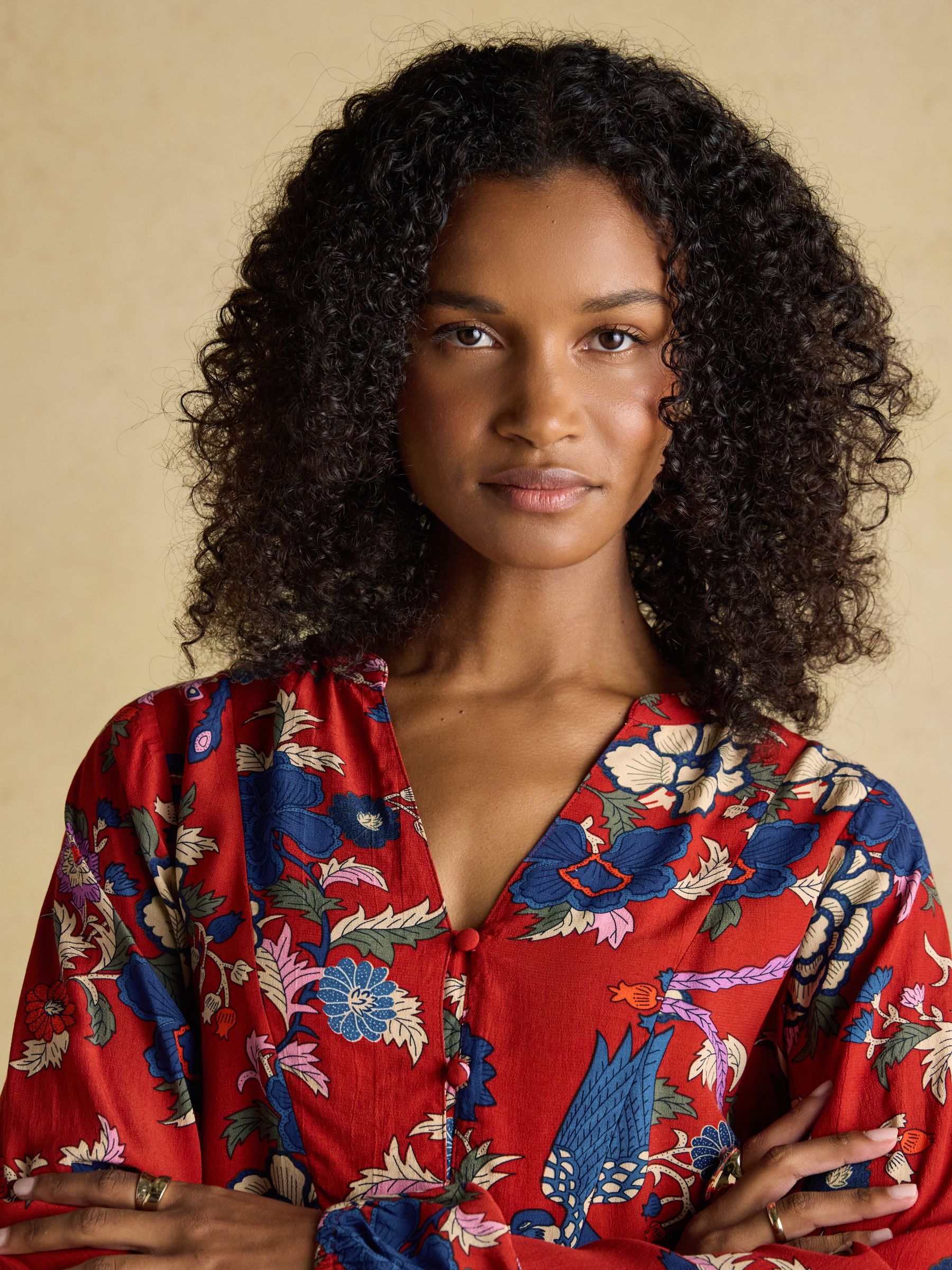 Buy Joules Ava Red Floral Long Sleeve Popover Blouse from the Next