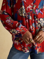 Joules Ava Red Popover Blouse - Image 5 of 9