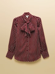 Burgunderrot - Joules Tabby Tie Neck Long Sleeve Blouse with Button Fastening - Bild 11 von 11
