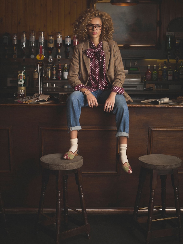 Joules Tabby Burgundy Red Tie Neck Blouse - Image 3 of 3 Joules Tabby Burgundy Red Tie Neck Blouse - Image 3 of 3