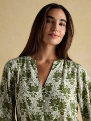 Joules Ava Khaki Green Popover Blouse - Image 3 of 7