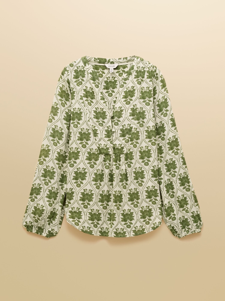 Joules Ava Khaki Green Popover Blouse - Image 7 of 7