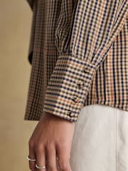 Joules Tabby Brown Tie Neck Blouse - Image 1 of 10
