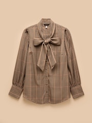 Joules Tabby Brown Tie Neck Blouse - Image 10 of 10