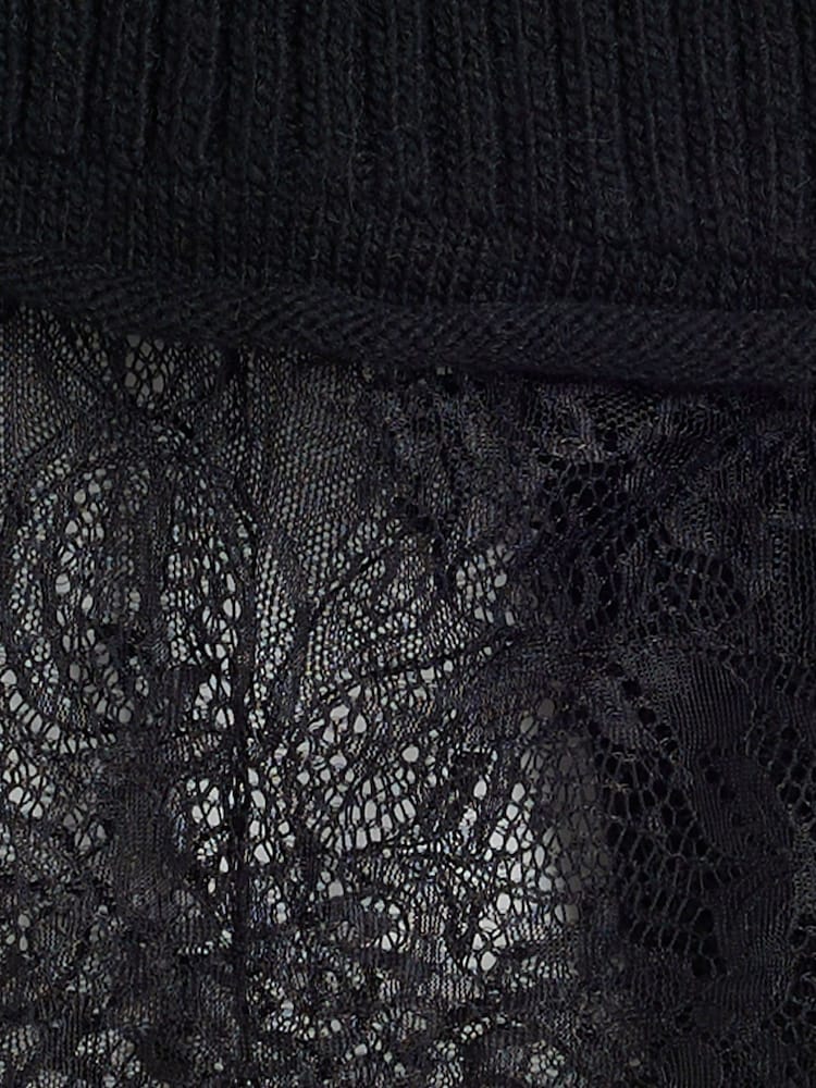 River Island Black Roll Neck Lace Hybrid Jumper - Image 5 of 5 River Island Black Roll Neck Lace Hybrid Jumper - Image 5 of 5