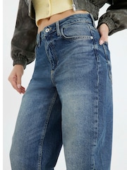 River Island Blue Seamed Barrel Jeans - Image 4 of 7