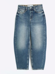 River Island Blue Seamed Barrel Jeans - Image 6 of 7