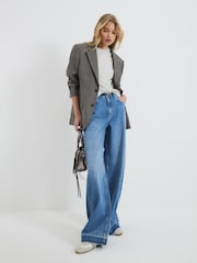 River Island Blue Baggy Wide Leg 100% Cotton Jeans - Image 1 of 5