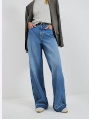 River Island Blue Baggy Wide Leg 100% Cotton Jeans - Image 3 of 5