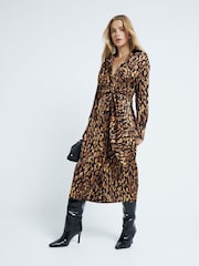 River Island Black Tie Front Shirt Midi Dress - Image 1 of 6